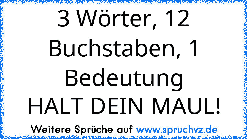 3 Wörter, 12 Buchstaben, 1 Bedeutung
HALT DEIN MAUL!