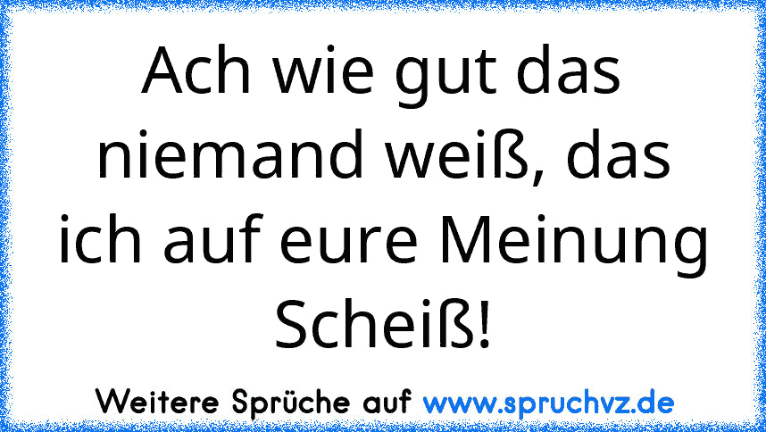 Ach wie gut das niemand weiß, das ich auf eure Meinung Scheiß!