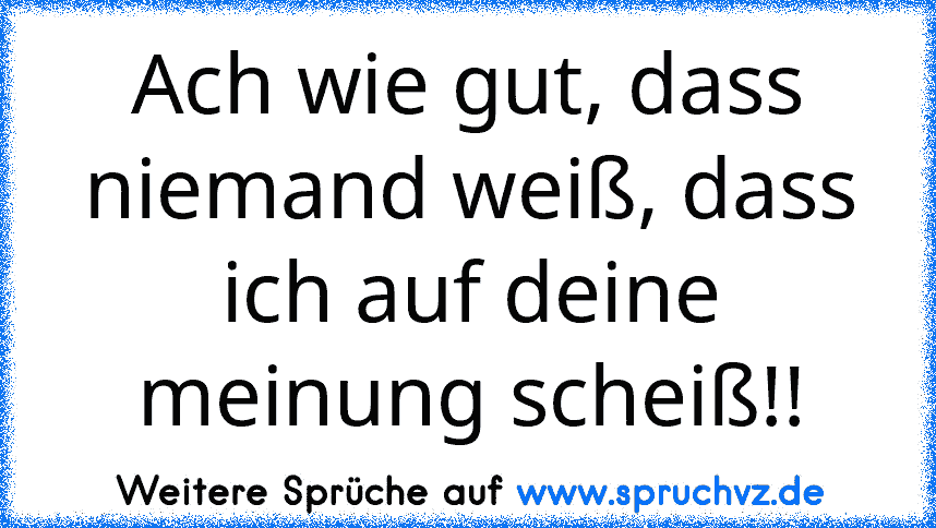 Ach wie gut, dass niemand weiß, dass ich auf deine meinung scheiß!!