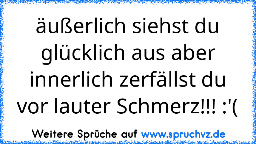 äußerlich siehst du glücklich aus aber innerlich zerfällst du vor lauter Schmerz!!! :'(