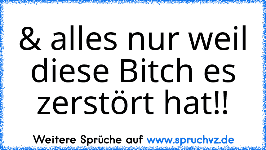 & alles nur weil diese Bitch es zerstört hat!!