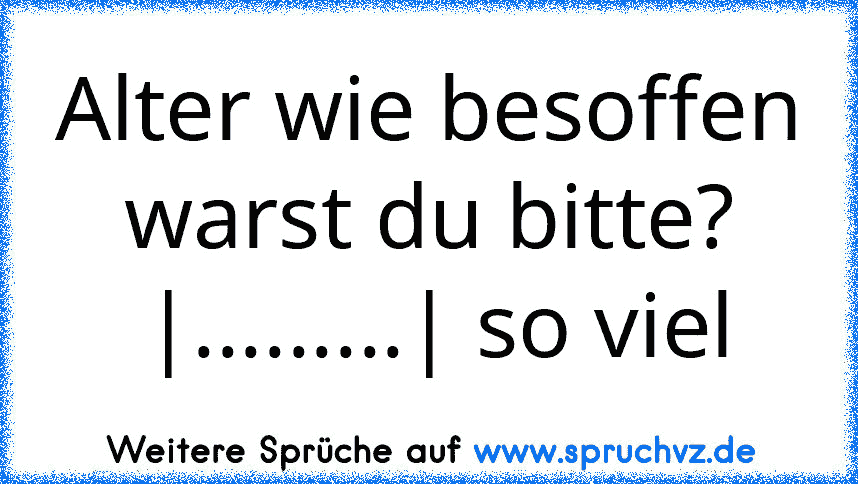 Alter wie besoffen warst du bitte? |.........| so viel