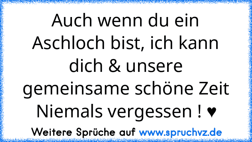 Auch wenn du ein Aschloch bist, ich kann dich & unsere gemeinsame schöne Zeit Niemals vergessen ! ♥