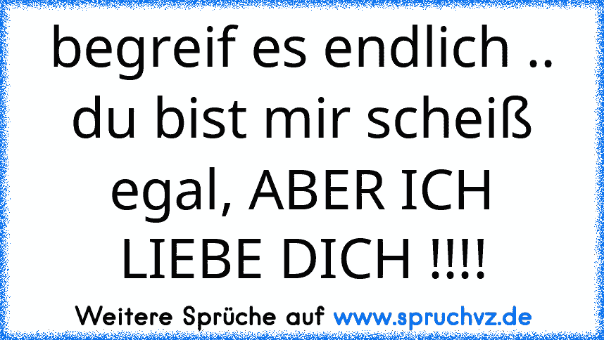 begreif es endlich .. du bist mir scheiß egal, ABER ICH LIEBE DICH !!!!