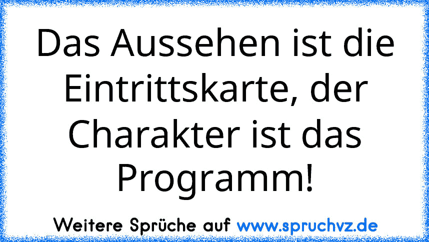 Das Aussehen ist die Eintrittskarte, der Charakter ist das Programm!