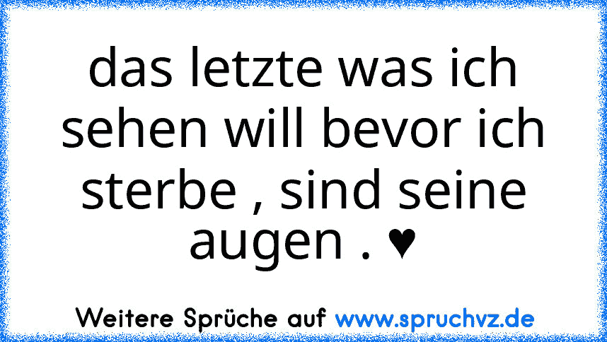 das letzte was ich sehen will bevor ich sterbe , sind seine augen . ♥