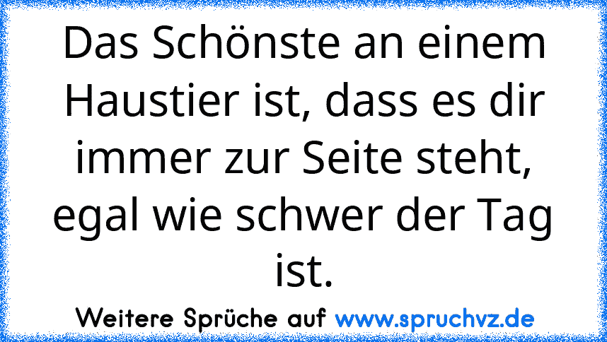 Das Schönste an einem Haustier ist, dass es dir immer zur Seite steht, egal wie schwer der Tag ist.