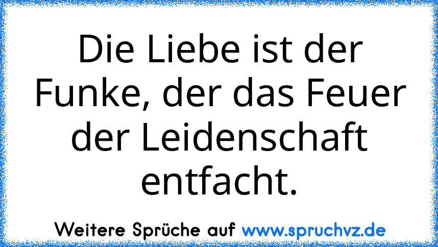 Die Liebe ist der Funke, der das Feuer der Leidenschaft entfacht.