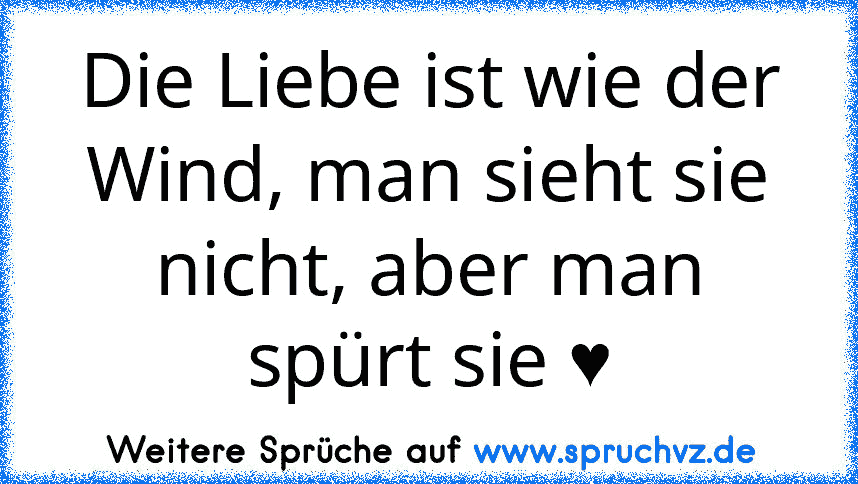 Die Liebe ist wie der Wind, man sieht sie nicht, aber man spürt sie ♥