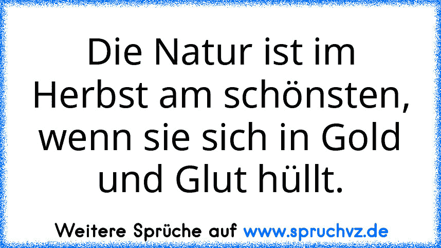 Die Natur ist im Herbst am schönsten, wenn sie sich in Gold und Glut hüllt.