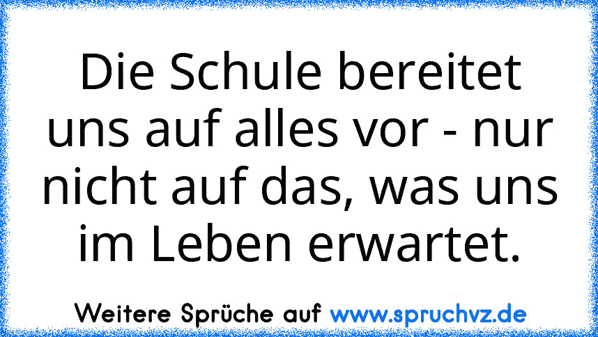 Die Schule bereitet uns auf alles vor - nur nicht auf das, was uns im Leben erwartet.