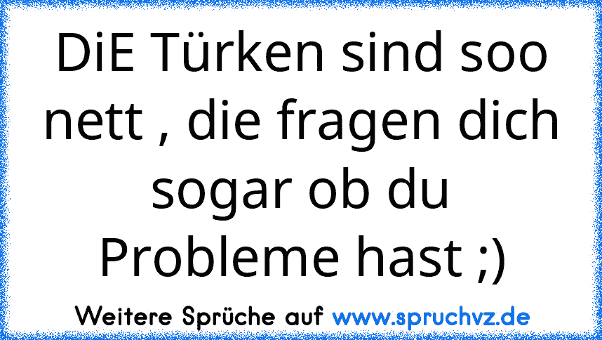 DiE Türken sind soo nett , die fragen dich sogar ob du Probleme hast ;)