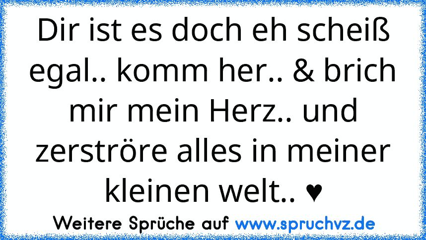 Dir ist es doch eh scheiß egal.. komm her.. & brich mir mein Herz.. und zerströre alles in meiner kleinen welt.. ♥