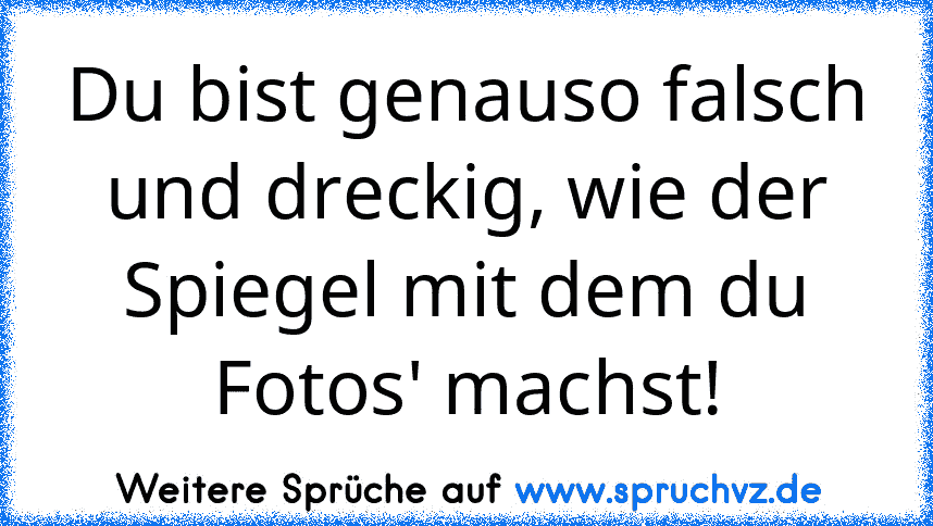 Du bist genauso falsch und dreckig, wie der Spiegel mit dem du Fotos' machst!