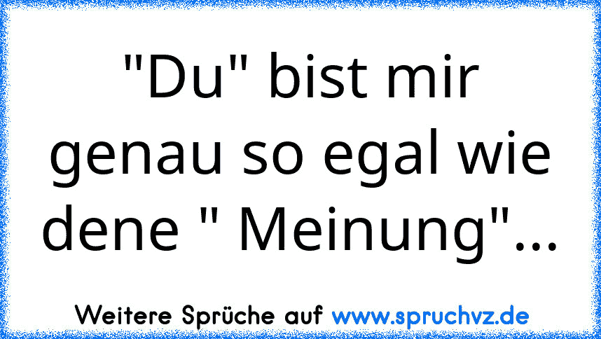 "Du" bist mir genau so egal wie dene " Meinung"...