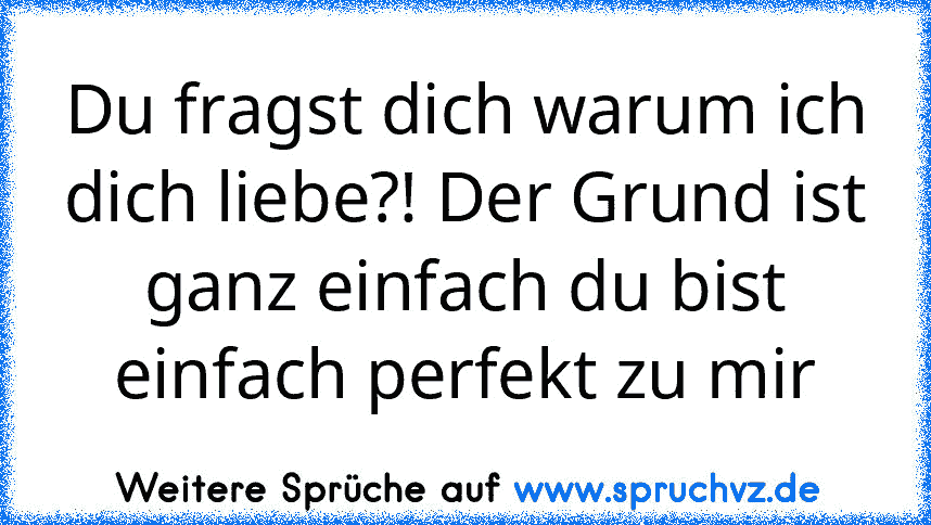 Du fragst dich warum ich dich liebe?! Der Grund ist ganz einfach du bist einfach perfekt zu mir