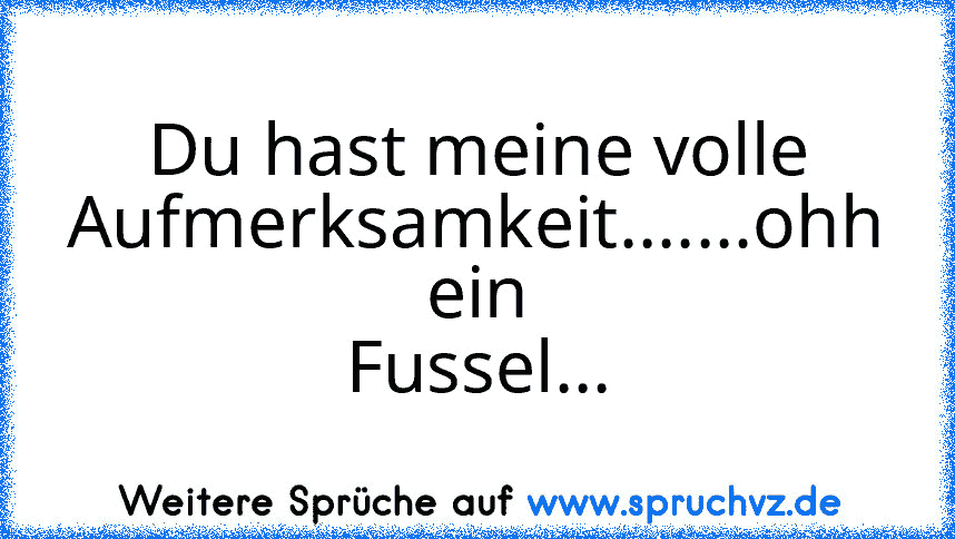 Du hast meine volle Aufmerksamkeit.......ohh ein Fussel...