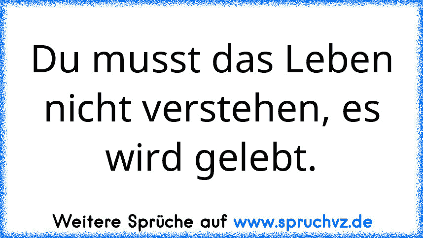 Du musst das Leben nicht verstehen, es wird gelebt.