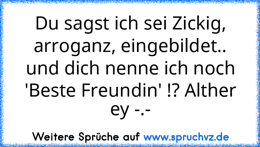 Du sagst ich sei Zickig, arroganz, eingebildet.. und dich nenne ich noch 'Beste Freundin' !? Alther ey -.-