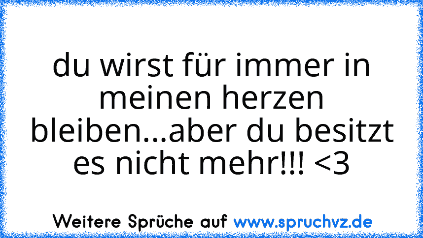 du wirst für immer in meinen herzen bleiben...aber du besitzt es nicht mehr!!! 