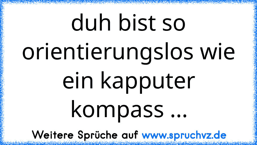 duh bist so orientierungslos wie ein kapputer kompass ...