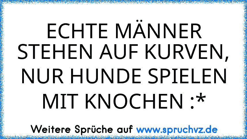 ECHTE MÄNNER STEHEN AUF KURVEN,
NUR HUNDE SPIELEN MIT KNOCHEN :*