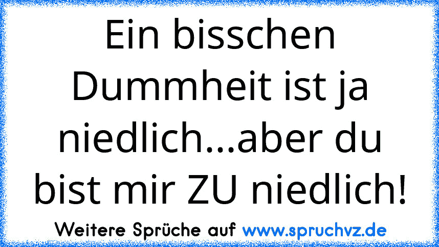 Ein bisschen Dummheit ist ja niedlich...aber du bist mir ZU niedlich!