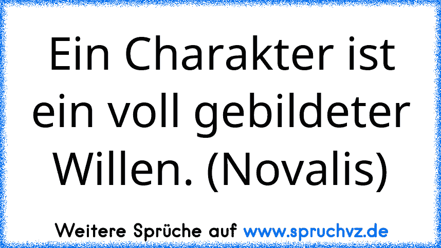 Ein Charakter ist ein voll gebildeter Willen. (Novalis)