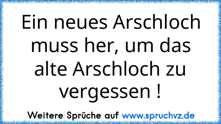 Ein neues Arschloch muss her, um das alte Arschloch zu vergessen !