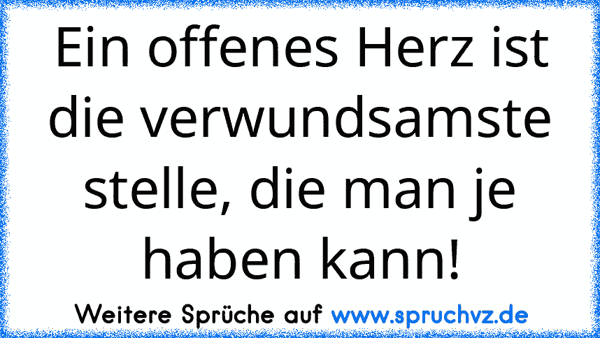 Ein offenes Herz ist die verwundsamste stelle, die man je haben kann!