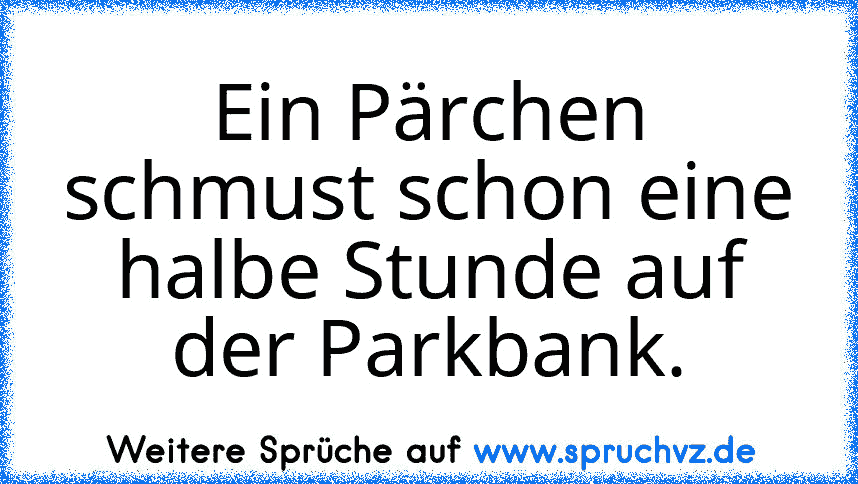 Ein Pärchen schmust schon eine halbe Stunde auf der Parkbank.