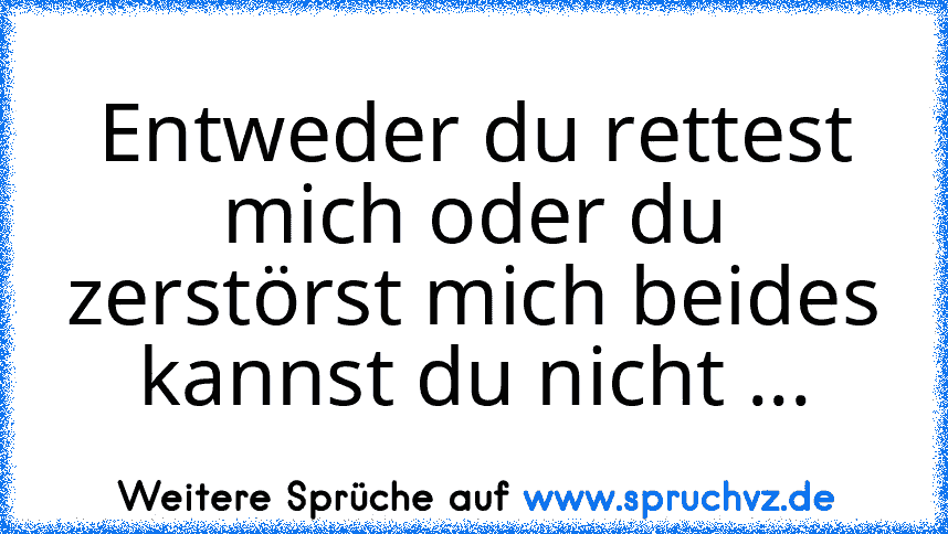 Entweder du rettest mich oder du zerstörst mich beides kannst du nicht ...