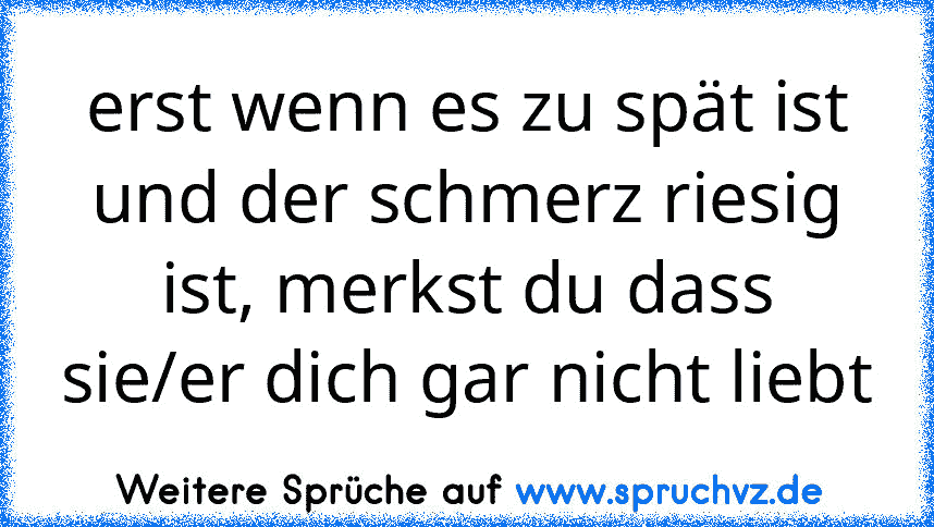 erst wenn es zu spät ist und der schmerz riesig ist, merkst du dass sie/er dich gar nicht liebt