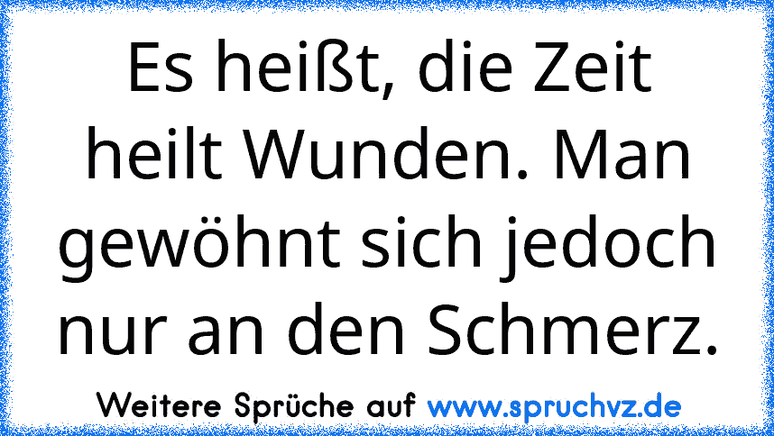 Es heißt, die Zeit heilt Wunden. Man gewöhnt sich jedoch nur an den Schmerz.