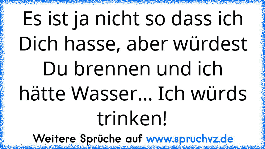 Es ist ja nicht so dass ich Dich hasse, aber würdest Du brennen und ich hätte Wasser… Ich würds trinken!