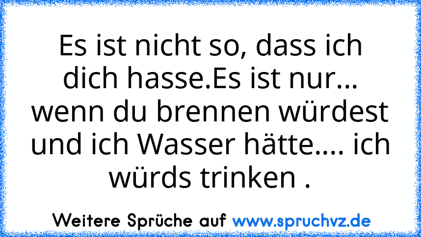 Es ist nicht so, dass ich dich hasse.Es ist nur... wenn du brennen würdest und ich Wasser hätte.... ich würds trinken .