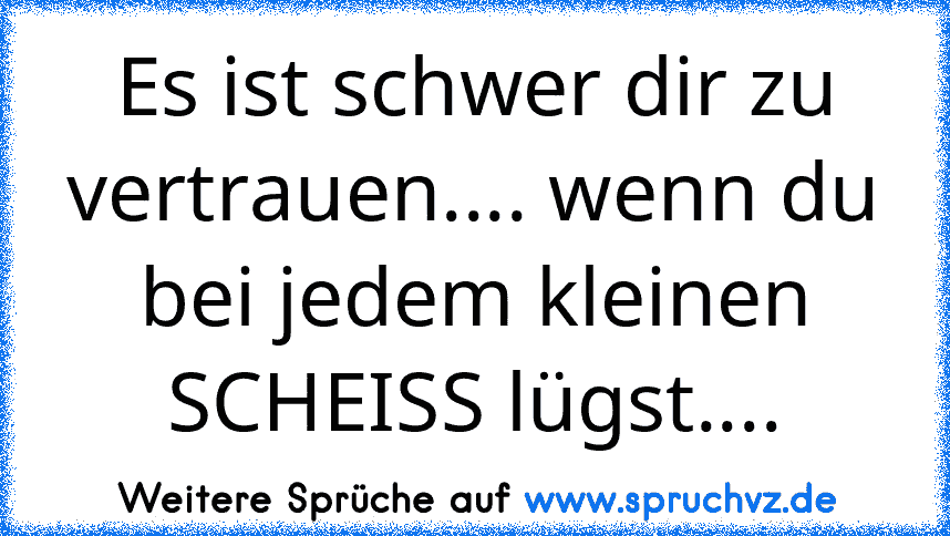 Es ist schwer dir zu vertrauen.... wenn du bei jedem kleinen SCHEISS lügst....