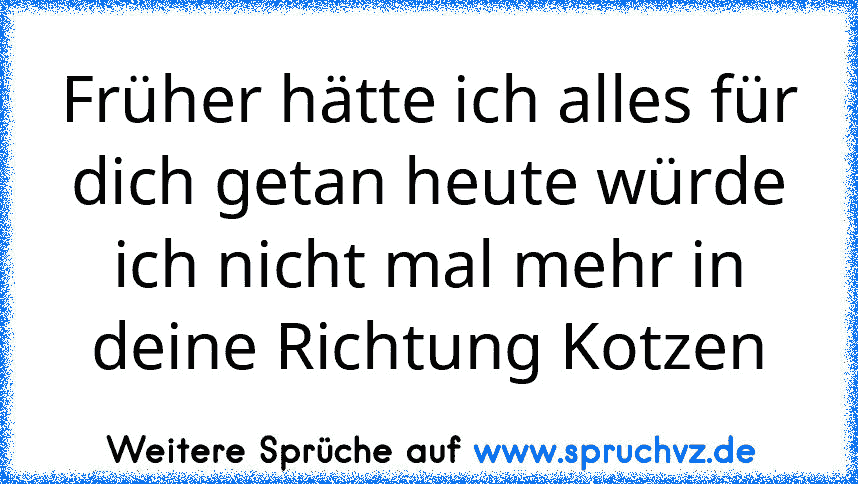 Früher hätte ich alles für dich getan heute würde ich nicht mal mehr in deine Richtung Kotzen