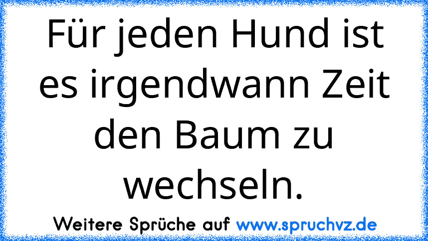 Für jeden Hund ist es irgendwann Zeit den Baum zu wechseln.