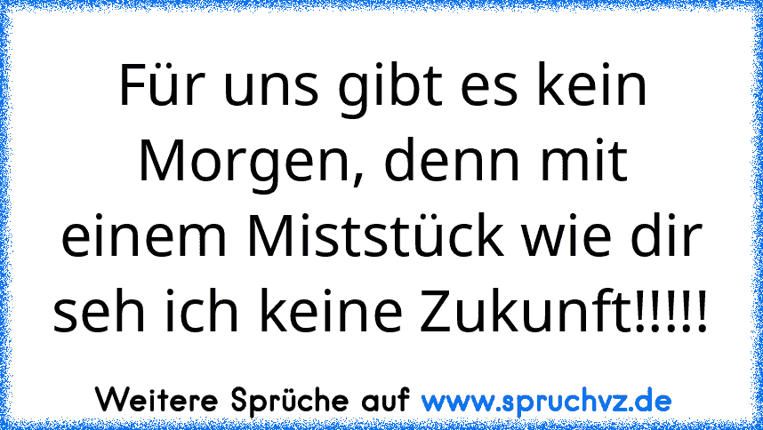 Für uns gibt es kein Morgen, denn mit einem Miststück wie dir seh ich keine Zukunft!!!!!