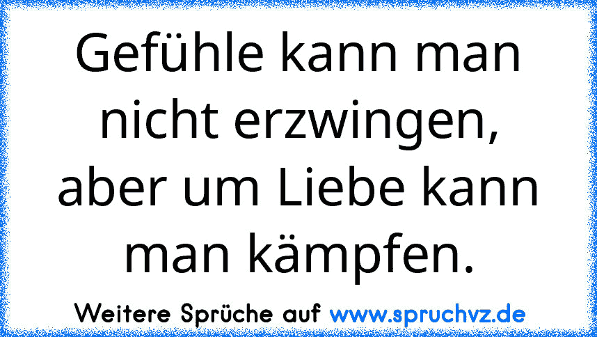 Gefühle kann man nicht erzwingen, aber um Liebe kann man kämpfen.