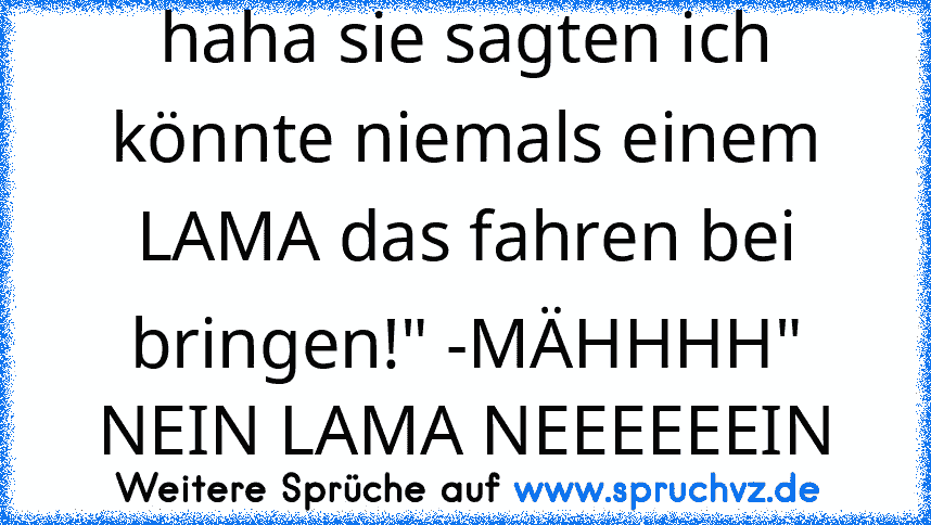 haha sie sagten ich könnte niemals einem LAMA das fahren bei bringen!" -MÄHHHH" NEIN LAMA NEEEEEEIN