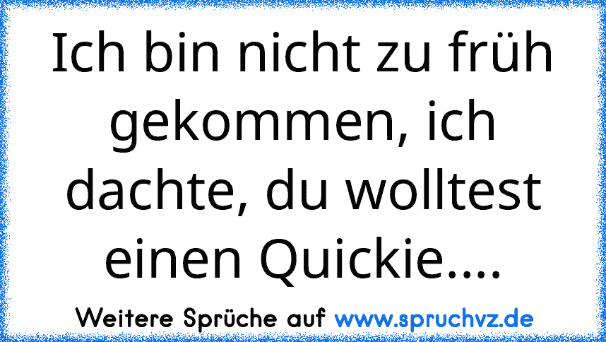 Ich bin nicht zu früh gekommen, ich dachte, du wolltest einen Quickie....