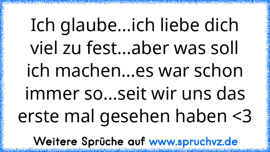 Ich glaube...ich liebe dich viel zu fest...aber was soll ich machen...es war schon immer so...seit wir uns das erste mal gesehen haben 