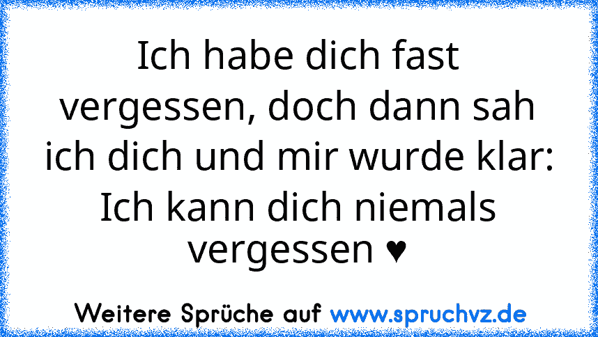 Ich habe dich fast vergessen, doch dann sah ich dich und mir wurde klar:
Ich kann dich niemals vergessen ♥