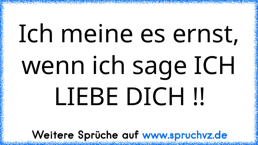 Ich meine es ernst, wenn ich sage ICH LIEBE DICH !!