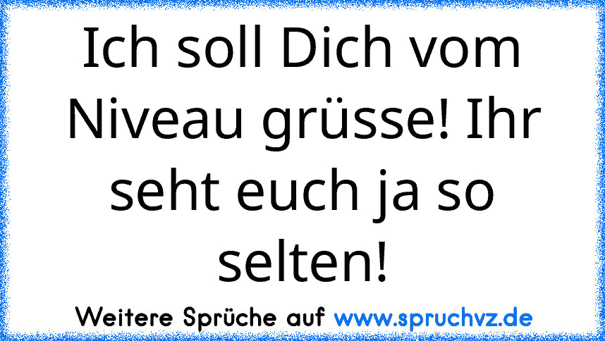 Ich soll Dich vom Niveau grüsse! Ihr seht euch ja so selten!