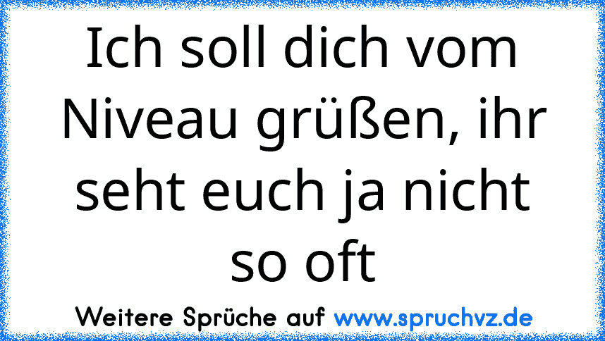 Ich soll dich vom Niveau grüßen, ihr seht euch ja nicht so oft