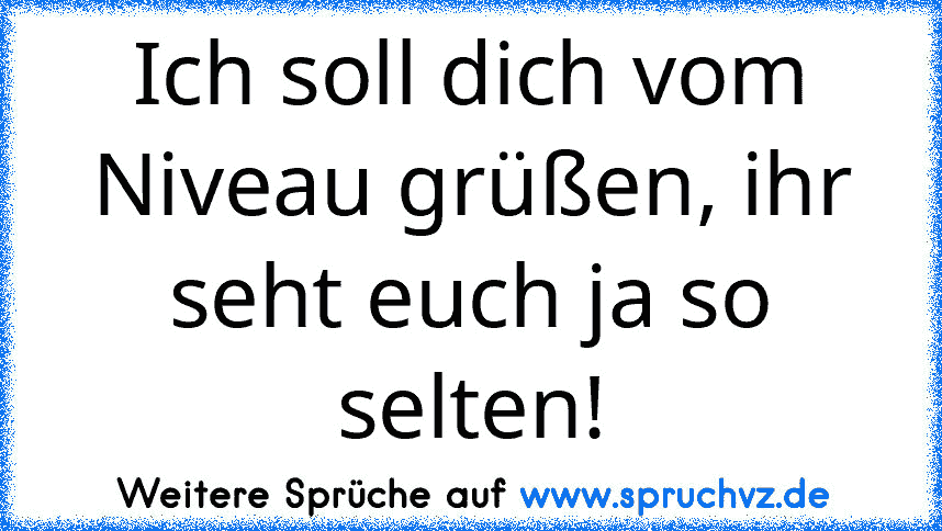 Ich soll dich vom Niveau grüßen, ihr seht euch ja so selten!