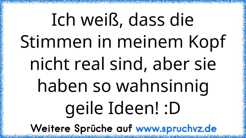 Ich weiß, dass die Stimmen in meinem Kopf nicht real sind, aber sie haben so wahnsinnig geile Ideen! :D